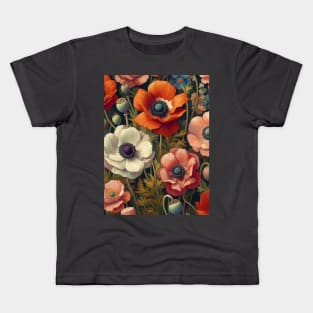 anemone and poppy flower pattern 8 Kids T-Shirt